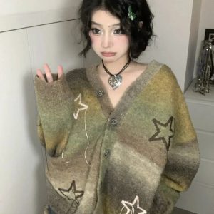 Trendy Y2K Oversized Cardigan: Coquette Aesthetic & Colorful Styles