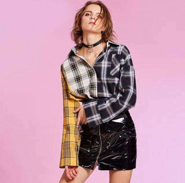 Trendy Y2K Patchwork Shirt: Aesthetic Coquette Style for Unique Looks