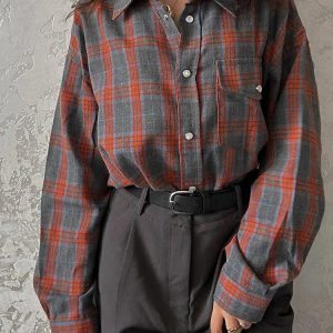 Trendy Y2K Plaid Shirt - Aesthetic Coquette Style for Unique Outfits