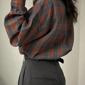 Trendy Y2K Plaid Shirt - Aesthetic Coquette Style for Unique Outfits