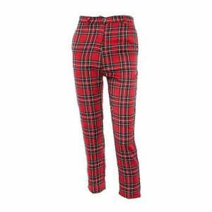 Trendy Y2K Red Checkered Pants - Aesthetic Coquette Style Outfit