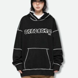 Trendy Y2K Skater Hoodie: Aesthetic Coquette & Goth Styles Combined