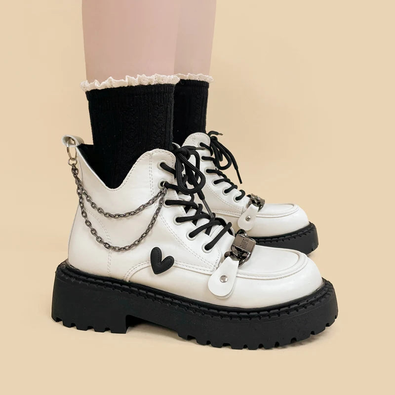 Trendy Y2K White Platform Boots for Coquette and Aesthetic Outfits