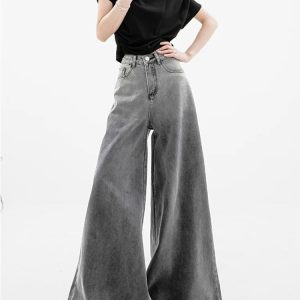 Trendy Y2K Wide Leg Jeans for Aesthetic Outfits & Coquette Style