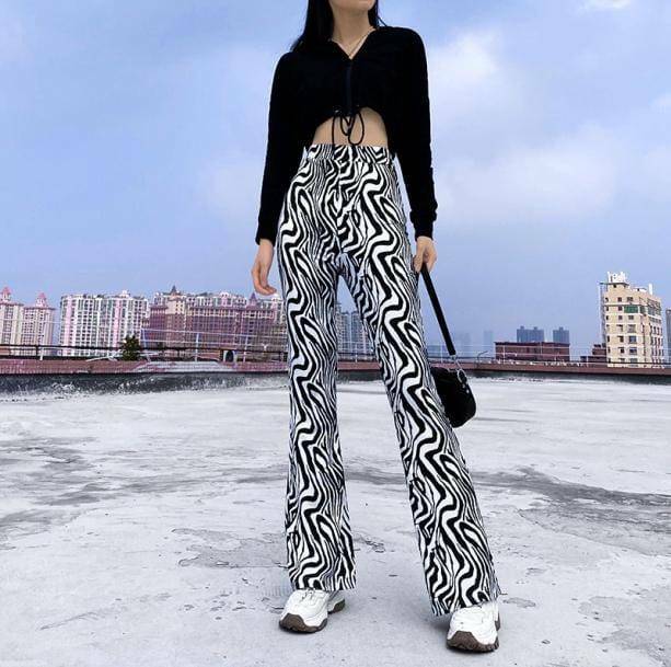 Trendy Y2K Zebra Pants - Aesthetic Coquette Style for Unique Outfits