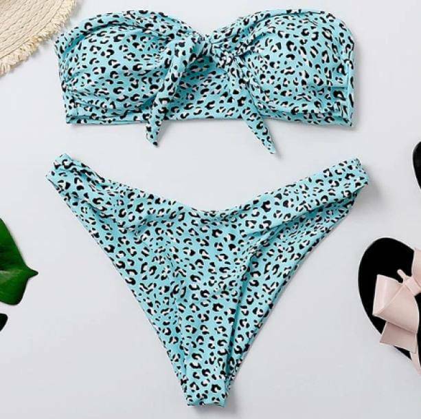 Turquoise Leopard Print Swimsuit - Y2K Aesthetic Swimwear for Trendy Looks