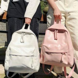 Vegan Leather Y2K Aesthetic Backpack - Trendy Coquette Style Bag