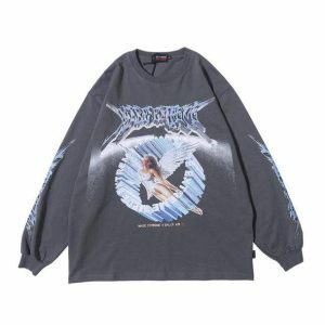 Vintage Angel Sweatshirt: Y2K Aesthetic Coquette Style for Trendy Looks