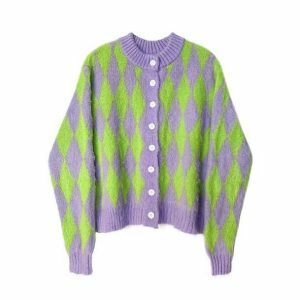 Vintage Contrast Sweater: Y2K Aesthetic Clothing for Unique Styles