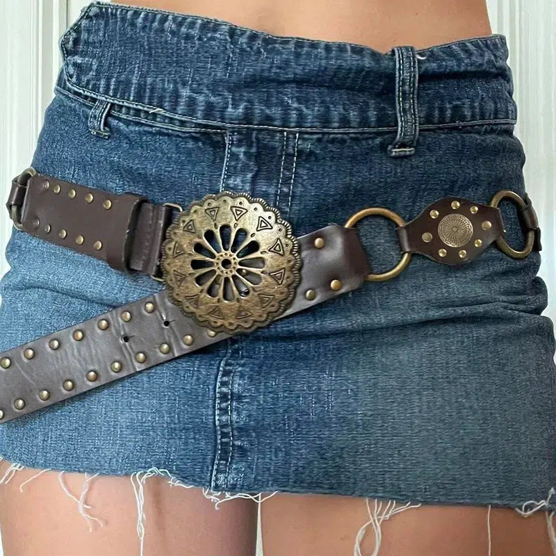 Vintage Ethnic Buckle Belt - Y2K Aesthetic Coquette Style Accessory