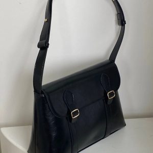 Vintage Faux Leather Messenger Bag - Y2K Aesthetic Coquette Style