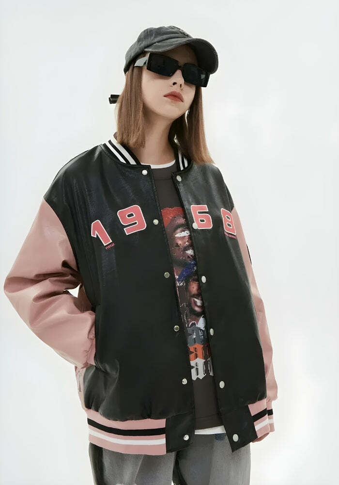 Vintage Grunge 1968 Varsity Jacket - Y2K Aesthetic Clothing Essential