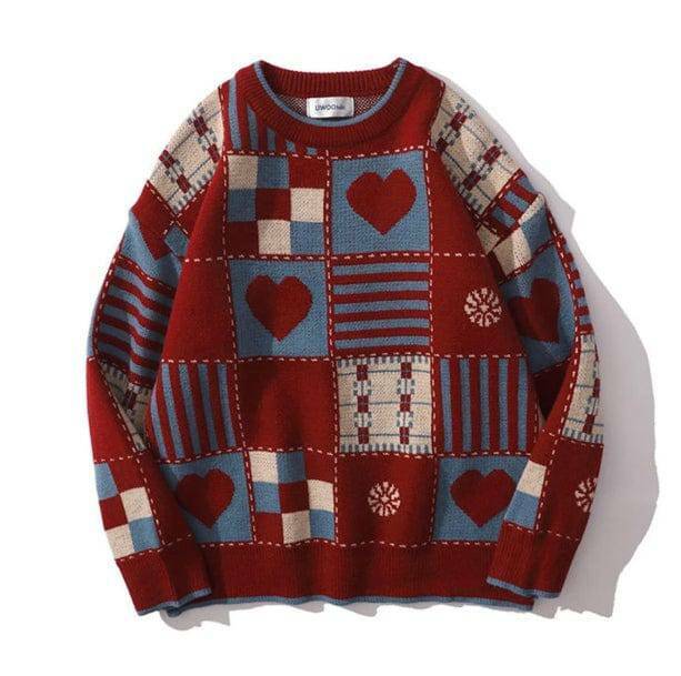 Vintage Heart Sweater - Y2K Aesthetic Coquette Style for Trendy Looks