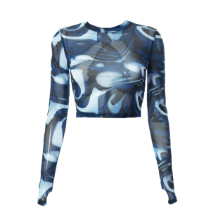 Wavy Y2K Long Sleeve Top - Trendy Coquette Aesthetic Clothing