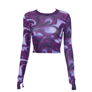 Wavy Y2K Long Sleeve Top - Trendy Coquette Aesthetic Clothing