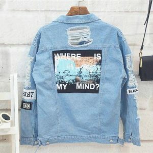 Where Is My Mind Y2K Jean Jacket - Aesthetic Coquette Style