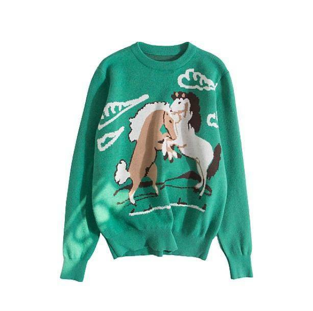 Wild Horses Y2K Sweater: Coquette Aesthetic for Trendy Outfits