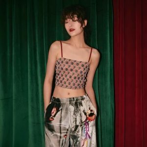 Y2K Aesthetic Animal Pattern Sheer Back Crop Top for Trendy Outfits