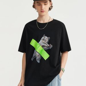 Y2K Aesthetic Cat Graphic Tee - Trendy Coquette & Goth Styles