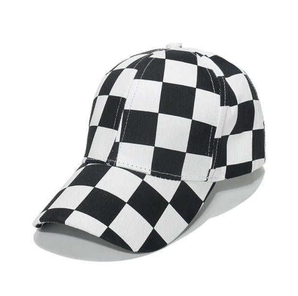 Y2K Aesthetic Checkered Cap - Trendy Coquette & Goth Style Accessory