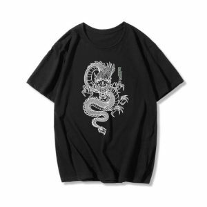 Y2K Aesthetic Dragon T-Shirt - Trendy Coquette & Goth Style Apparel