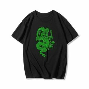 Y2K Aesthetic Dragon T-Shirt - Trendy Coquette & Goth Style Apparel