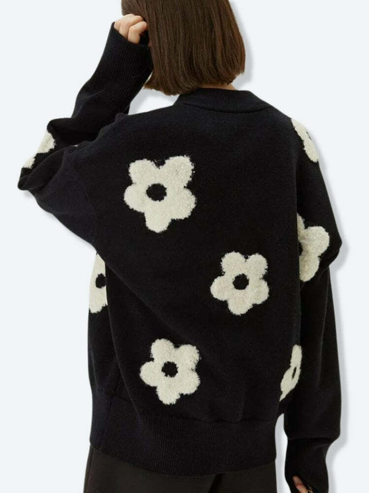 Y2K Aesthetic Flower Cardigan - Coquette Style for Trendy Outfits