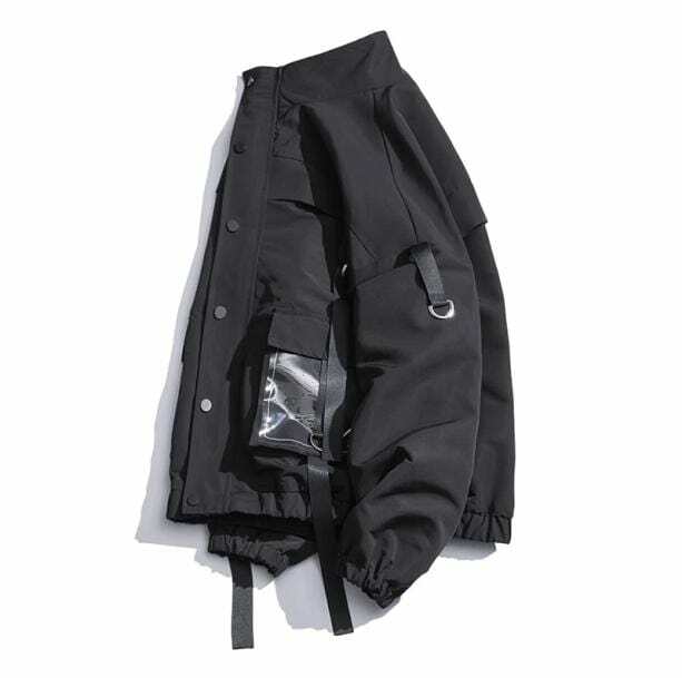 Y2K Aesthetic Jacket with See-Through Pockets for Trendy Outfits