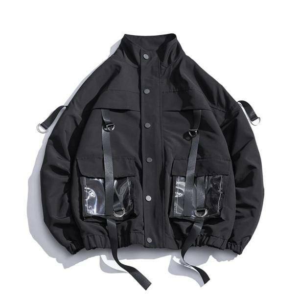 Y2K Aesthetic Jacket with See-Through Pockets for Trendy Outfits