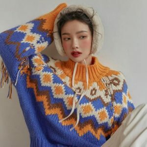 Y2K Aesthetic Retro Pattern Knitted Christmas Sweater for Trendy Looks