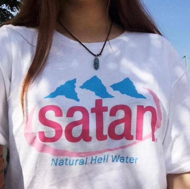 Y2K Aesthetic Satan Natural Hell Water T-Shirt - Trendy Coquette Style