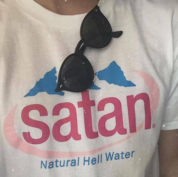 Y2K Aesthetic Satan Natural Hell Water T-Shirt - Trendy Coquette Style