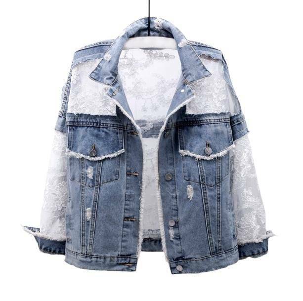 Y2K Aesthetic See-Thru Back Denim Jacket - Trendy Coquette Style