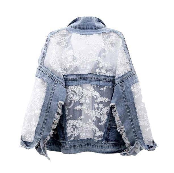 Y2K Aesthetic See-Thru Back Denim Jacket - Trendy Coquette Style