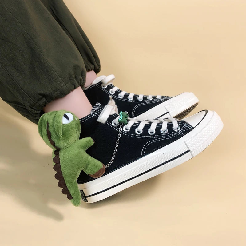 Y2K Aesthetic Weirdcore Dinosaur Canvas Shoes for Unique Style