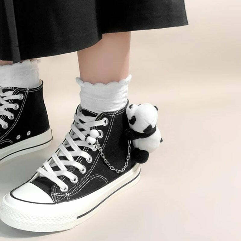 Y2K Aesthetic Weirdcore Panda Canvas Shoes for Unique Style Lovers