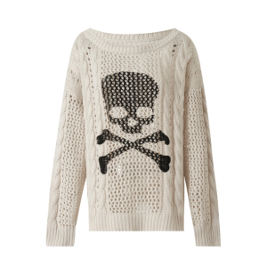 Y2K Aesthetic White Skeleton Knitted Sweater - Coquette Style Apparel