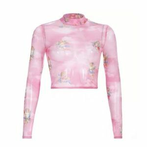 Y2K Angel Graphic Top - Trendy Coquette Aesthetic Clothing