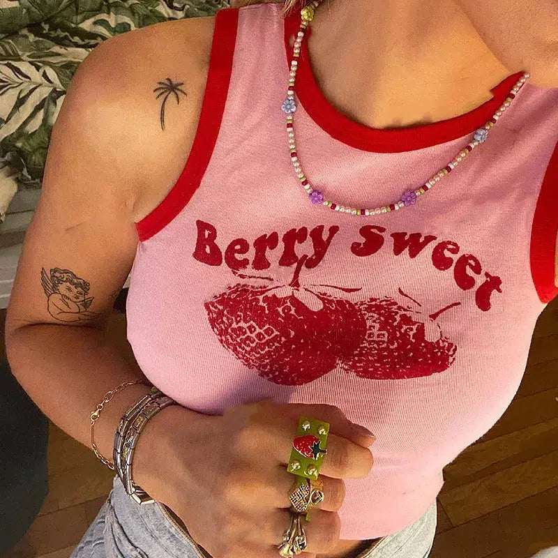 Y2K Berry Sweet Crop Top - Coquette Aesthetic Fashion Essential