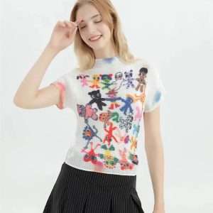 Y2K Cartoon Figures Printed Top - Trendy Aesthetic Clothing for All