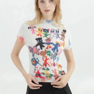 Y2K Cartoon Figures Printed Top - Trendy Aesthetic Clothing for All