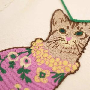 Y2K Cat Embroidered Sweater - Coquette Aesthetic Clothing for Trendy Looks