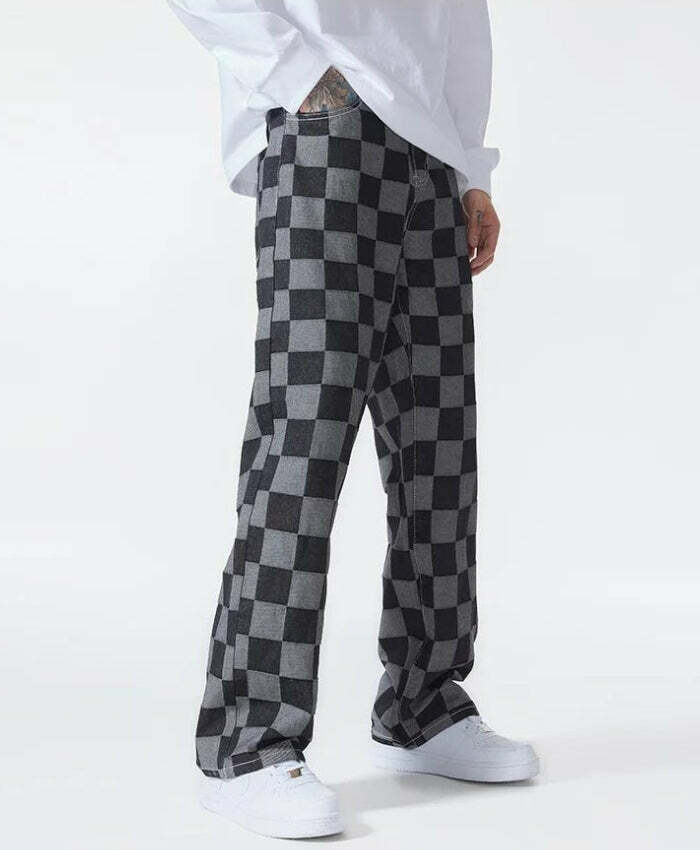 Y2K Checkered Black Pants - Trendy Coquette Aesthetic Outfit Essential