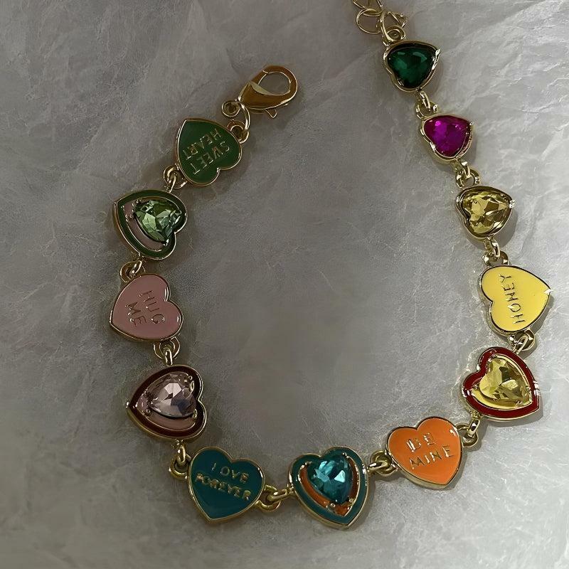 Y2K Colorful Heart Bracelet - Trendy Coquette Aesthetic Jewelry