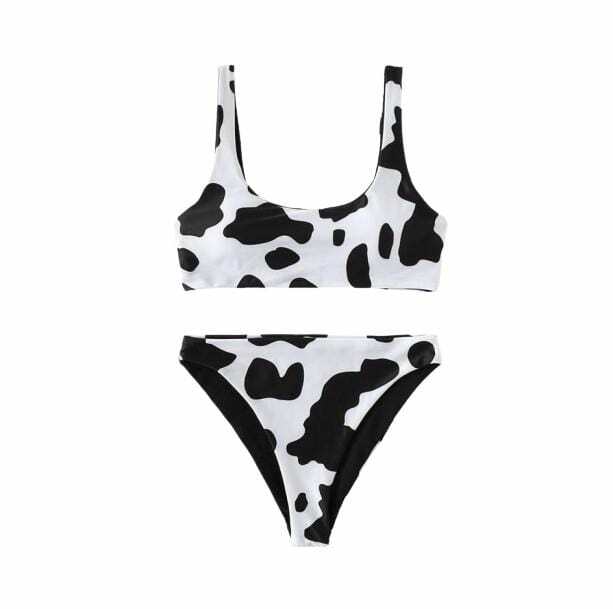 Y2K Coquette Aesthetic Baby Cow Print Bikini - Trendy Swimwear Style