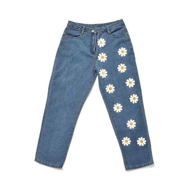 Y2K Coquette Aesthetic Daisy Flower Pants - Trendy Outfit Essential