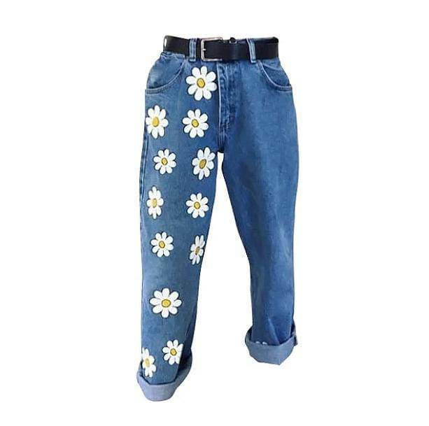 Y2K Coquette Aesthetic Daisy Flower Pants - Trendy Outfit Essential