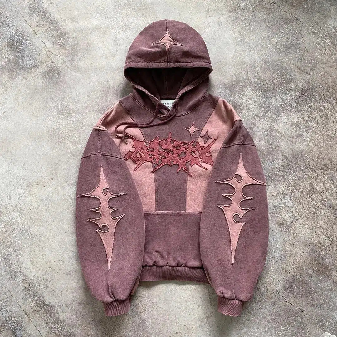 Y2K Coquette Aesthetic Hoodie - Trendy Cyberpunk Patch Design