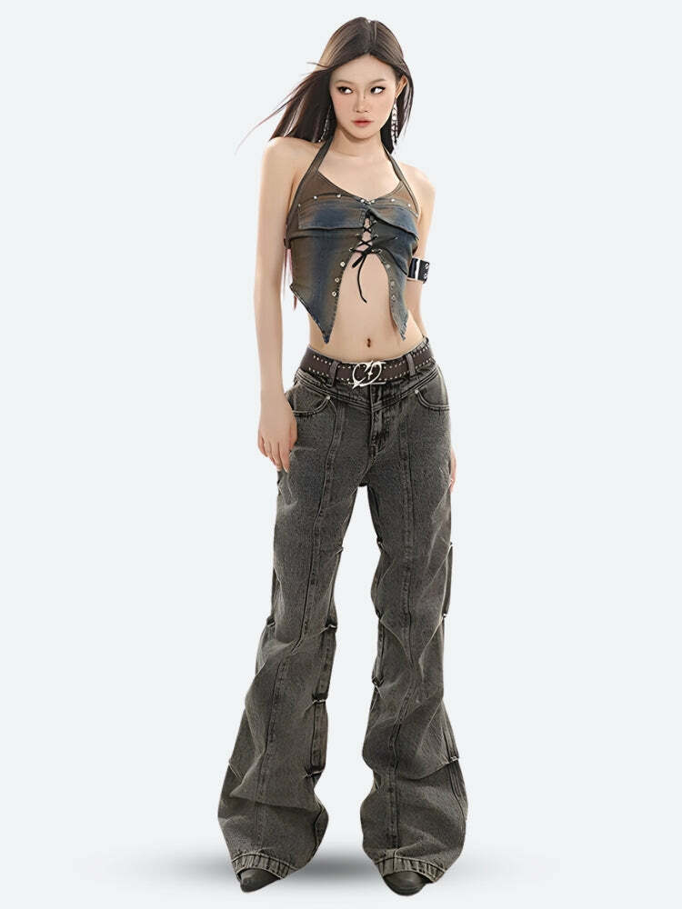 Y2K Coquette Aesthetic Outfit: Cyberpunk Raver Jeans & Graphic Tee