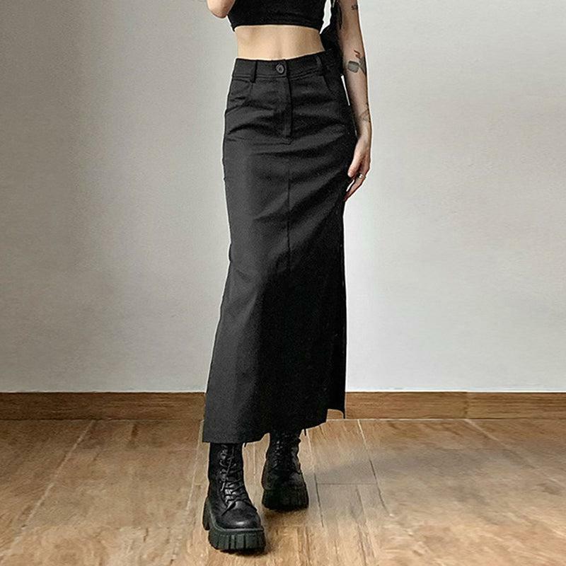 Y2K Coquette Aesthetic Side Slit Maxi Skirt - Trendy Fashion Statement